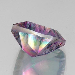 15.31캐럿 천연 탑 레인보우 미스틱 쿼츠, 쿠션 컷, 16×16 mm, VVS-VS