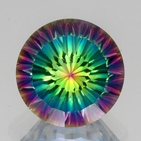 10.84캐럿 천연 탑 레인보우 미스틱 쿼츠, 라운드 컷, 14.15 mm, VVS-VS