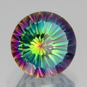 10.84캐럿 천연 탑 레인보우 미스틱 쿼츠, 라운드 컷, 14.15 mm, VVS-VS