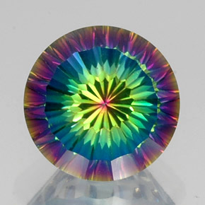 10.52캐럿 천연 탑 레인보우 미스틱 쿼츠, 라운드 컷, 14.14 mm, VS