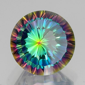 10.43캐럿 천연 탑 레인보우 미스틱 쿼츠, 라운드 컷, 14.09 mm, VVS-VS