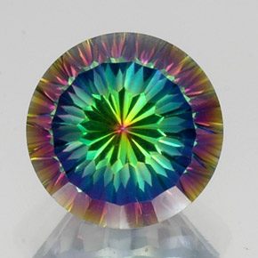 10.16캐럿 천연 탑 레인보우 미스틱 쿼츠, 라운드 컷, 14.11 mm, VVS-VS