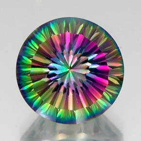 11.99캐럿 천연 탑 레인보우 미스틱 쿼츠, 라운드 컷, 15.25 mm, VVS-VS