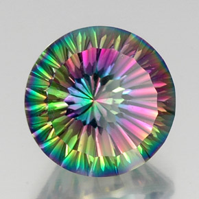11.99캐럿 천연 탑 레인보우 미스틱 쿼츠, 라운드 컷, 15.25 mm, VVS-VS
