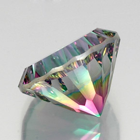11.99캐럿 천연 탑 레인보우 미스틱 쿼츠, 라운드 컷, 15.25 mm, VVS-VS