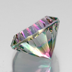 12.29캐럿 천연 탑 레인보우 미스틱 쿼츠, 라운드 컷, 15.21 mm, VS