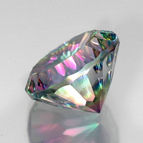 12.06캐럿 천연 탑 레인보우 미스틱 쿼츠, 라운드 컷, 15.20 mm, VS