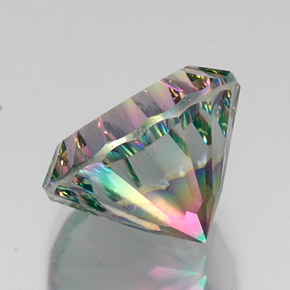 12.24캐럿 천연 탑 레인보우 미스틱 쿼츠, 라운드 컷, 15.12 mm, VVS-VS