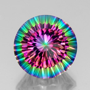 11.42캐럿 천연 탑 레인보우 미스틱 쿼츠, 라운드 컷, 15.19 mm, VS