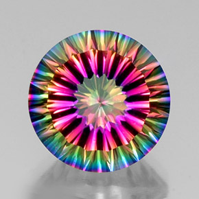 11.36캐럿 천연 탑 레인보우 미스틱 쿼츠, 라운드 컷, 15.13 mm, VVS-VS