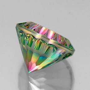 12.43캐럿 천연 탑 레인보우 미스틱 쿼츠, 라운드 컷, 15.17 mm, VVS-VS