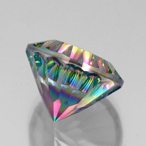 12.34캐럿 천연 탑 레인보우 미스틱 쿼츠, 라운드 컷, 15.07 mm, VVS-VS