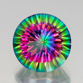11.95캐럿 천연 탑 레인보우 미스틱 쿼츠, 라운드 컷, 15.19 mm, VVS-VS