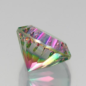 11.95캐럿 천연 탑 레인보우 미스틱 쿼츠, 라운드 컷, 15.19 mm, VVS-VS