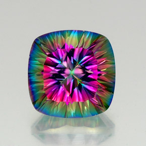 16.88캐럿 천연 탑 레인보우 미스틱 쿼츠, 쿠션 컷, 16.1×16 mm, VS