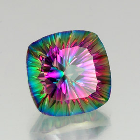 16.88캐럿 천연 탑 레인보우 미스틱 쿼츠, 쿠션 컷, 16.1×16 mm, VS
