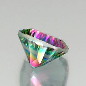 16.88캐럿 천연 탑 레인보우 미스틱 쿼츠, 쿠션 컷, 16.1×16 mm, VS