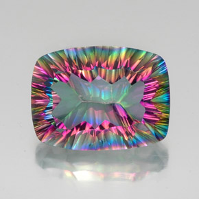 18.41캐럿 천연 탑 레인보우 미스틱 쿼츠, 쿠션 컷, 20.1×15 mm, VVS-VS