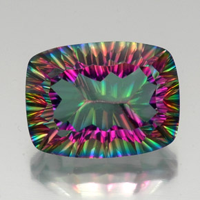 19.73캐럿 천연 탑 레인보우 미스틱 쿼츠, 쿠션 컷, 20×15.1 mm, VVS-VS