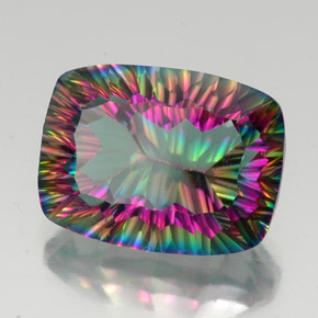19.73캐럿 천연 탑 레인보우 미스틱 쿼츠, 쿠션 컷, 20×15.1 mm, VVS-VS