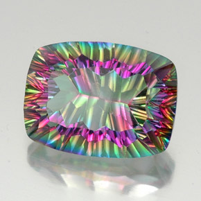 19.07캐럿 천연 탑 레인보우 미스틱 쿼츠, 쿠션 컷, 20×14.9 mm, VS