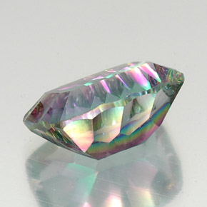 19.07캐럿 천연 탑 레인보우 미스틱 쿼츠, 쿠션 컷, 20×14.9 mm, VS
