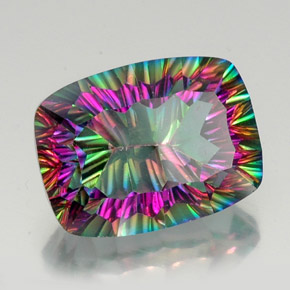 22.03캐럿 천연 탑 레인보우 미스틱 쿼츠, 쿠션 컷, 20.1×15.1 mm, VS