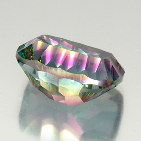 22.03캐럿 천연 탑 레인보우 미스틱 쿼츠, 쿠션 컷, 20.1×15.1 mm, VS