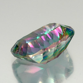 19.64캐럿 천연 탑 레인보우 미스틱 쿼츠, 쿠션 컷, 20×15 mm, VVS-VS