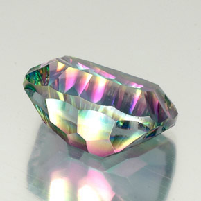 21.31캐럿 천연 탑 레인보우 미스틱 쿼츠, 쿠션 컷, 20×14.9 mm, VVS-VS