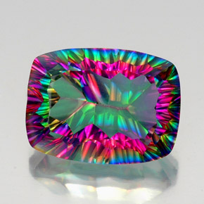 19.18캐럿 천연 탑 레인보우 미스틱 쿼츠, 쿠션 컷, 20×14.9 mm, VVS-VS