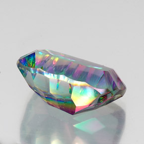 19.18캐럿 천연 탑 레인보우 미스틱 쿼츠, 쿠션 컷, 20×14.9 mm, VVS-VS