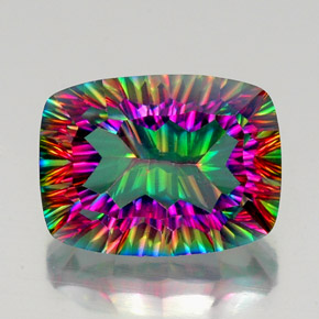 20.26캐럿 천연 탑 레인보우 미스틱 쿼츠, 쿠션 컷, 20×15 mm, VVS-VS