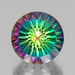 9.94캐럿 천연 탑 레인보우 미스틱 쿼츠, 라운드 컷, 14.15 mm, VVS