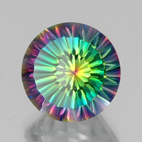 9.94캐럿 천연 탑 레인보우 미스틱 쿼츠, 라운드 컷, 14.15 mm, VVS