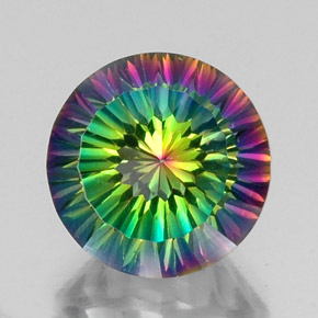 10.20캐럿 천연 탑 레인보우 미스틱 쿼츠, 라운드 컷, 14.17 mm, VVS-VS