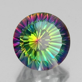 10.20캐럿 천연 탑 레인보우 미스틱 쿼츠, 라운드 컷, 14.17 mm, VVS-VS