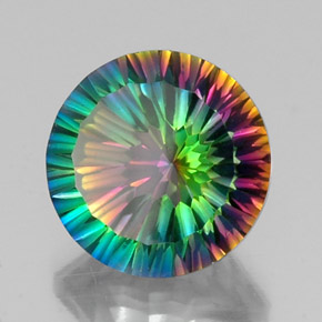9.17캐럿 천연 탑 레인보우 미스틱 쿼츠, 라운드 컷, 14.20 mm, VVS-VS