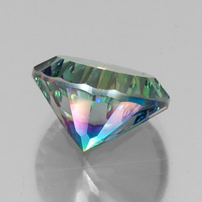 9.17캐럿 천연 탑 레인보우 미스틱 쿼츠, 라운드 컷, 14.20 mm, VVS-VS