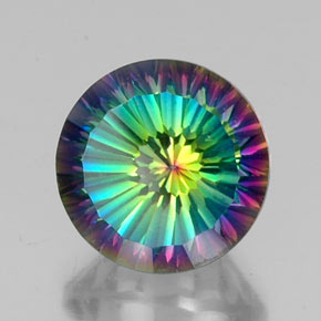 10.65캐럿 천연 탑 레인보우 미스틱 쿼츠, 라운드 컷, 14.19 mm, VVS-VS
