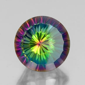 10.07캐럿 천연 탑 레인보우 미스틱 쿼츠, 라운드 컷, 14.17 mm, VVS-VS