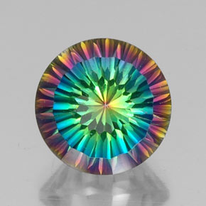 9.52캐럿 천연 탑 레인보우 미스틱 쿼츠, 라운드 컷, 14.15 mm, VVS-VS