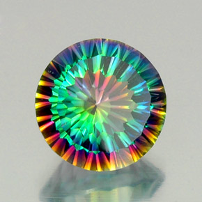 8.64캐럿 천연 탑 레인보우 미스틱 쿼츠, 라운드 컷, 14.11 mm, VVS-VS