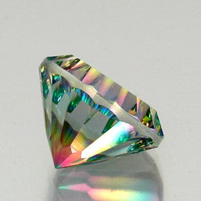 12.84캐럿 천연 탑 레인보우 미스틱 쿼츠, 라운드 컷, 15.22 mm, VVS-VS