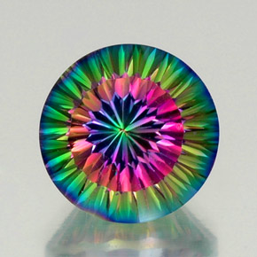 12.28캐럿 천연 탑 레인보우 신비한 석영, 라운드 컷, VVS-VS