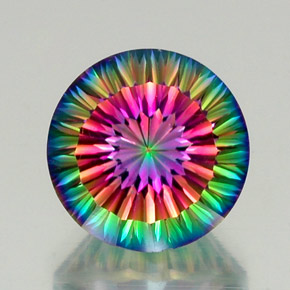 12.30캐럿 천연 탑 레인보우 미스틱 쿼츠, 라운드 컷, 15.08 mm, VVS
