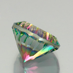 12.30캐럿 천연 탑 레인보우 미스틱 쿼츠, 라운드 컷, 15.08 mm, VVS