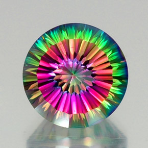 12.73캐럿 천연 탑 레인보우 미스틱 쿼츠, 라운드 컷, 15.21 mm, VVS-VS