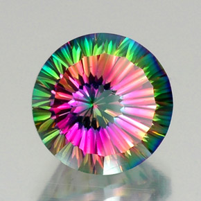 12.73캐럿 천연 탑 레인보우 미스틱 쿼츠, 라운드 컷, 15.21 mm, VVS-VS