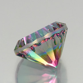 12.73캐럿 천연 탑 레인보우 미스틱 쿼츠, 라운드 컷, 15.21 mm, VVS-VS